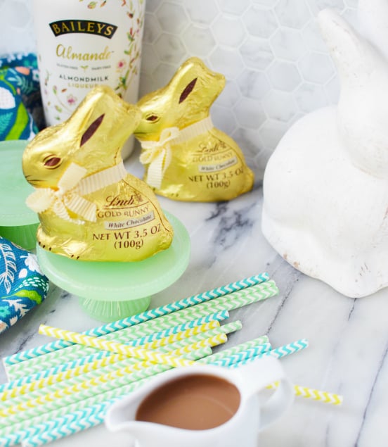 Chocolate Boozy Bunnies - Chocolate bunnies, straws, Bailey's and coffee - Family Fresh Meals