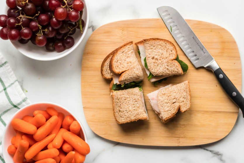 Copycat Starbucks Bistro Box - sandwich but into fourths on cutting board