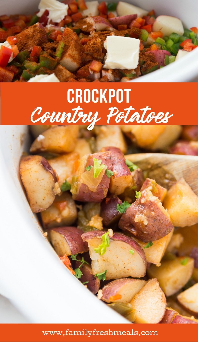 Crockpot Country Potatoes from Family Fresh Meals #familyfreshmeals #crockpot #slowcooker #potatoes #countrypotatoes #sidedish #breakfast via @familyfresh