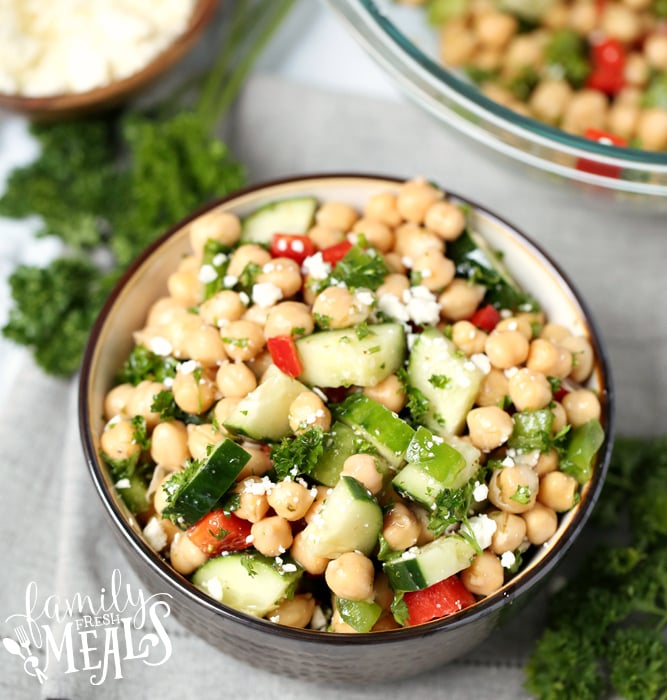 Cucumber Chickpea Salad - Spring Salad Recipe - Family Fresh Meals Low Point Recipe