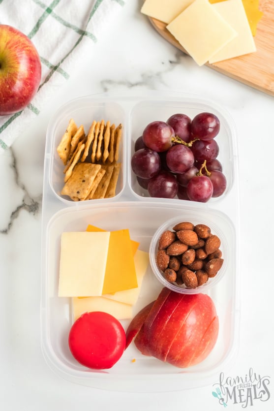 DIY Cheese and Crackers Lunchables - Packed in easylunchboxes container - Family Fresh Meals