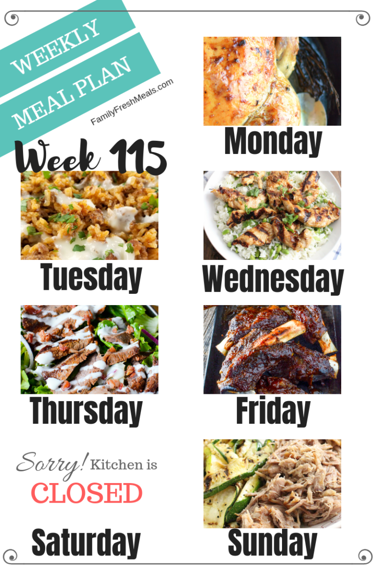 Easy Weekly Meal Plan Week 115