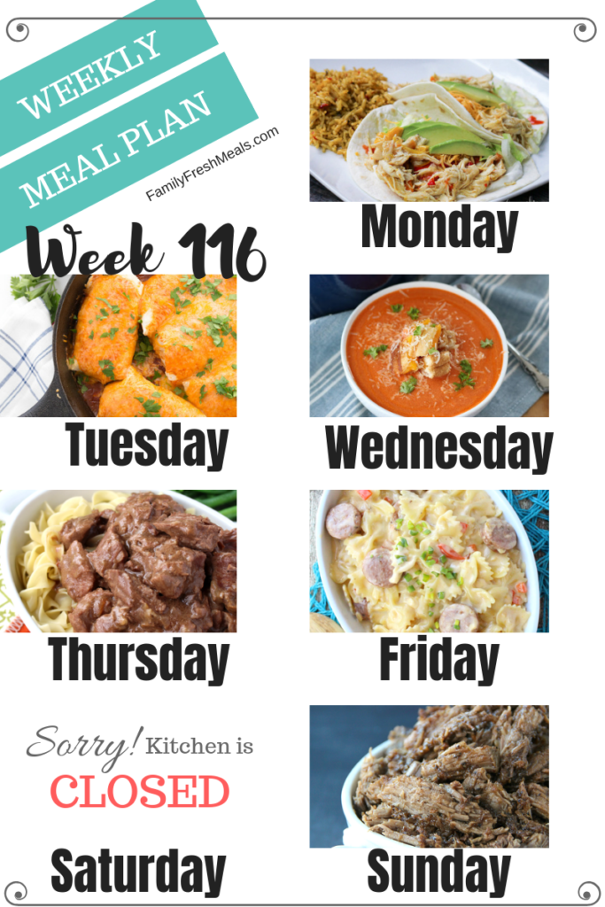 Easy Weekly Meal Plan Week 116