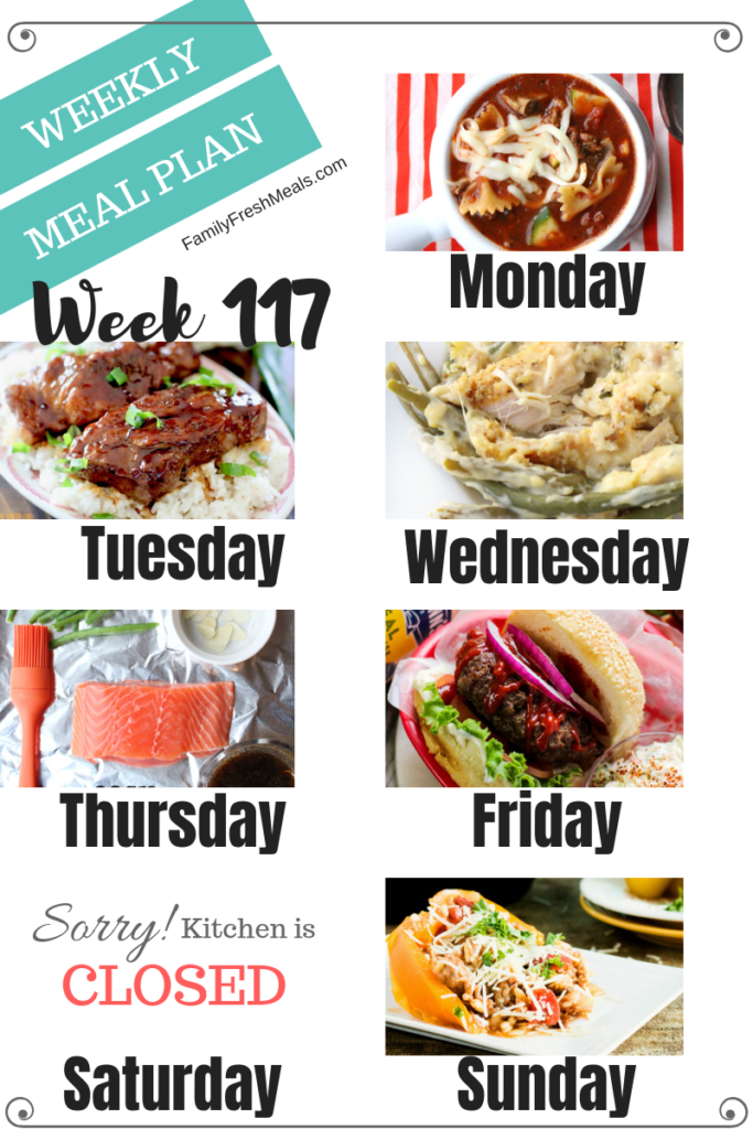 Easy Weekly Meal Plan Week 117 - Family Fresh Meals