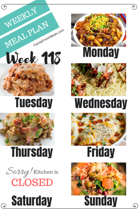 Easy Weekly Meal Plan Week 118