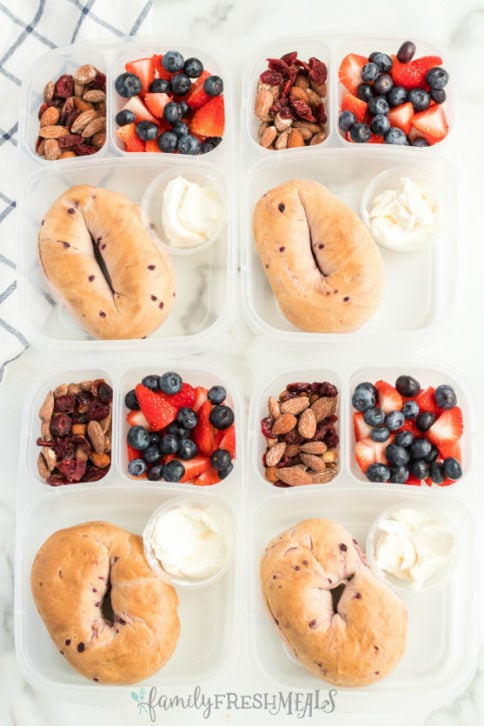 Easy Lunchbox Idea Bagels packed for lunch - Family Fresh Meals