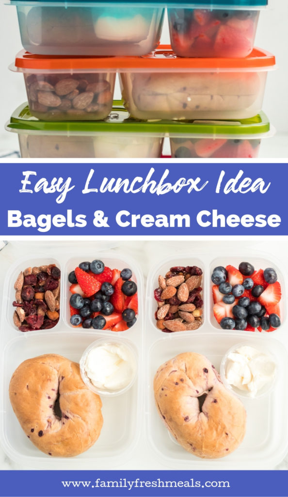 Easy Lunchboxes Idea Bagel and Cream Cheese for lunch - Family Fresh Meals