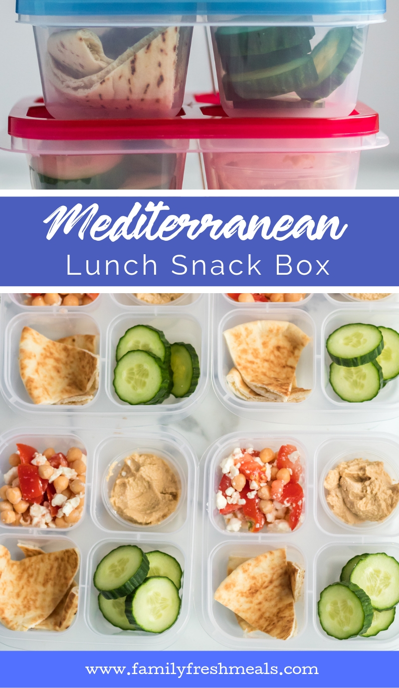 Mediterranean Lunch Snack Box #mediterranean #healthy #lunchbox #worklunch #worklunchbox #pita #Familyfreshmeals #tomatosalad #cleaneating #cleaneats #lunchboxidea  via @familyfresh