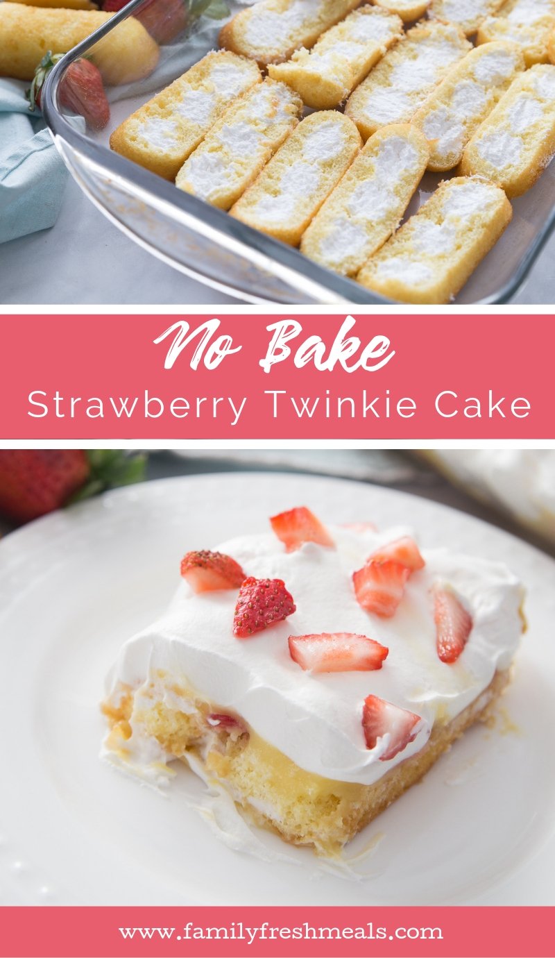 No Bake Strawberry Twinkie Cake recipe #familyfreshmeals #cake #nobake #strawberry #twinkie #twinkiecake #summerrecipe  via @familyfresh