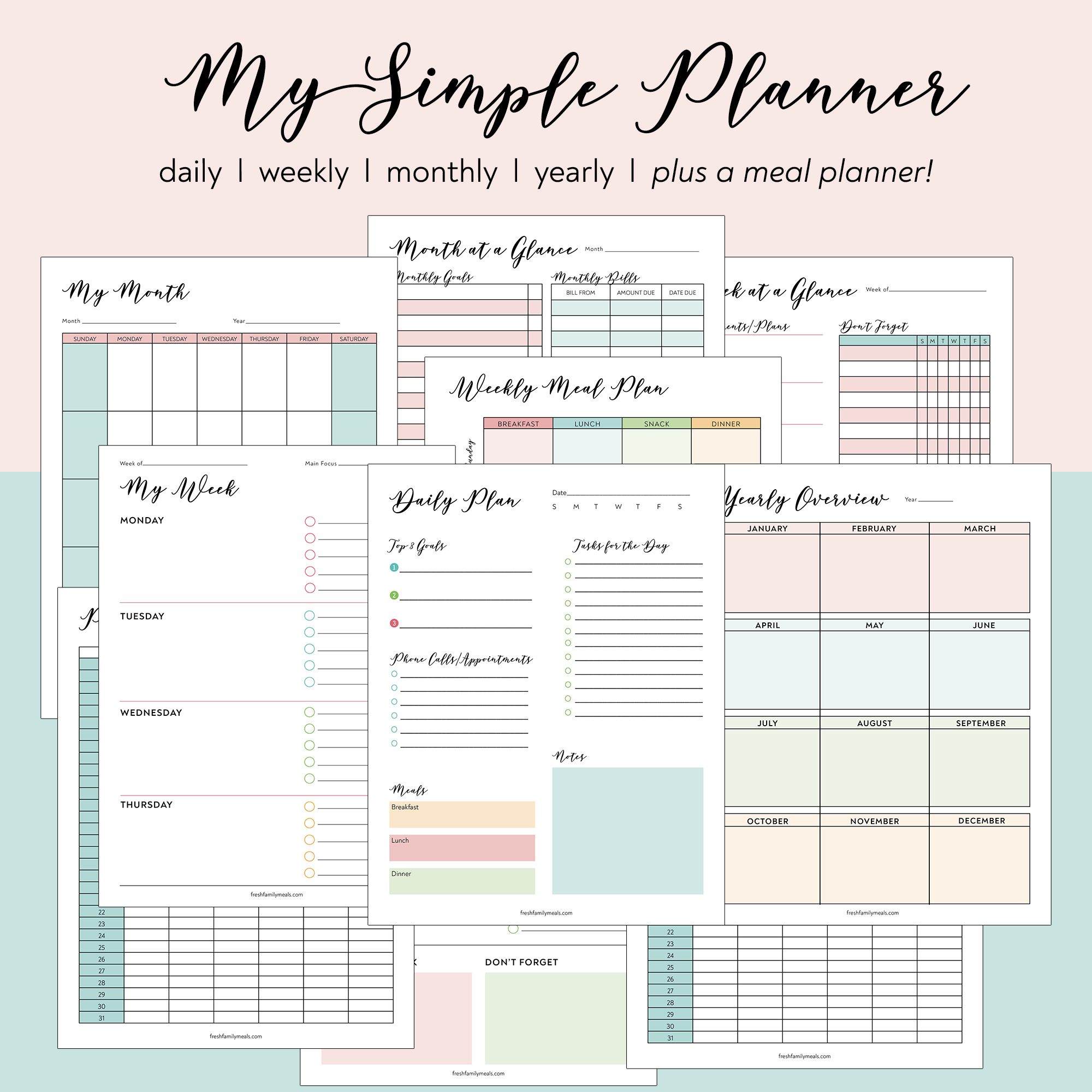 my simple planner budget tracker addition family fresh meals