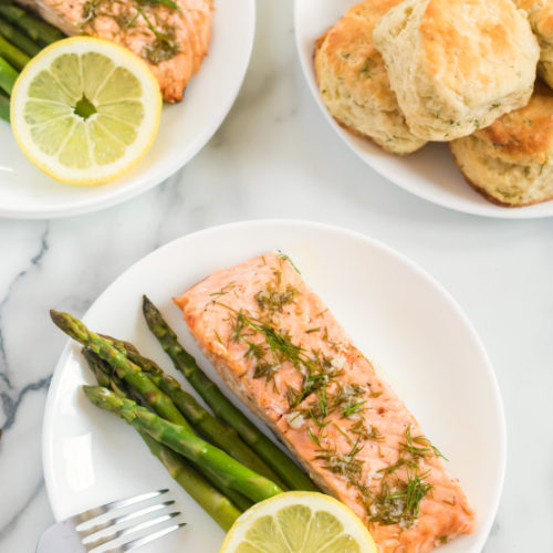 Asparagus Salmon Foil Packets - Over head beauty shot
