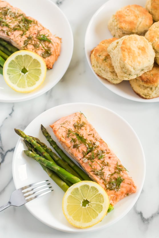 Asparagus Salmon Foil Packets - Over head beauty shot