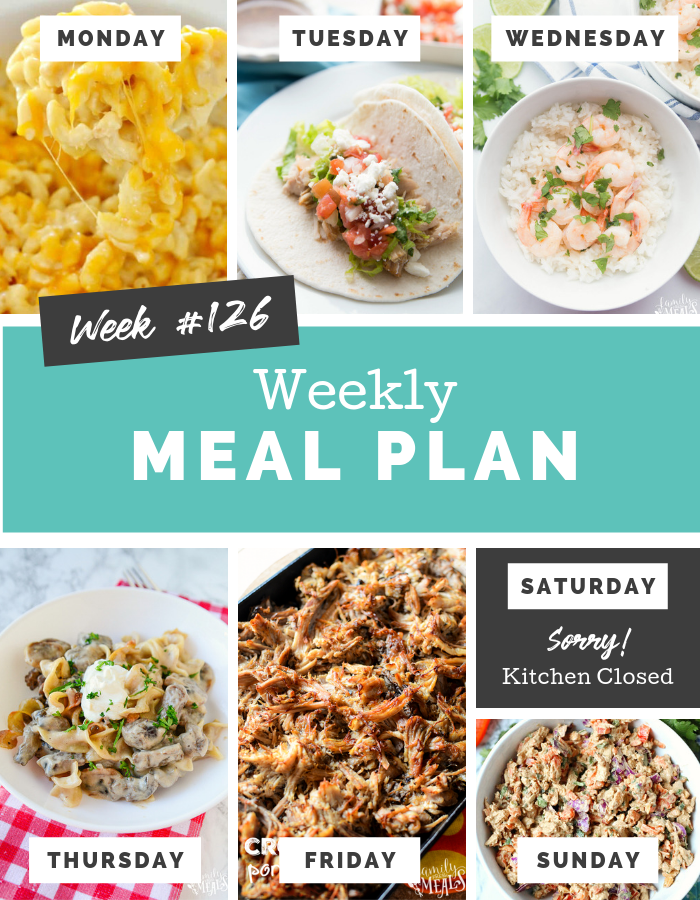 Easy Weekly Meal Plan Week 126