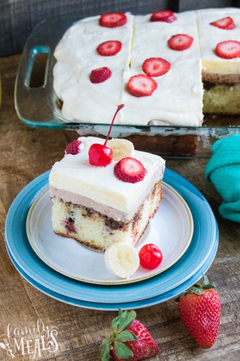 Banana Split Poke Cake - Family Fresh Meals