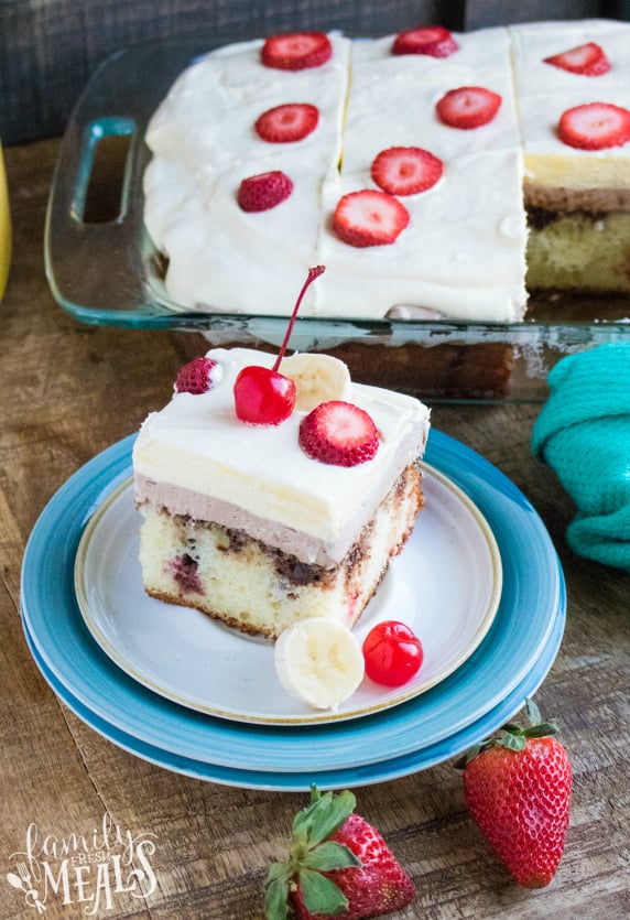 Banana Split Poke Cake - Family Fresh Meals