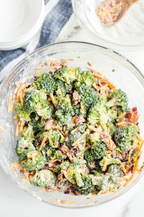 Creamy Broccoli Salad - creamy dressing mixed into broccoli salad