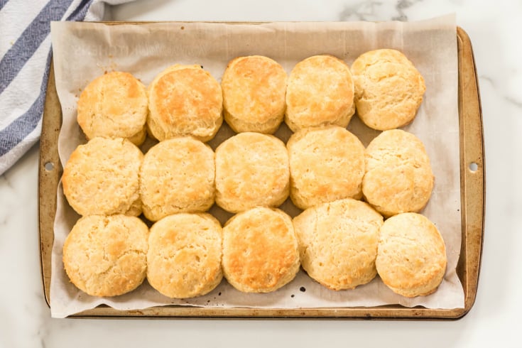 Easy Homemade Biscuits - cooked biscuits on baking sheet