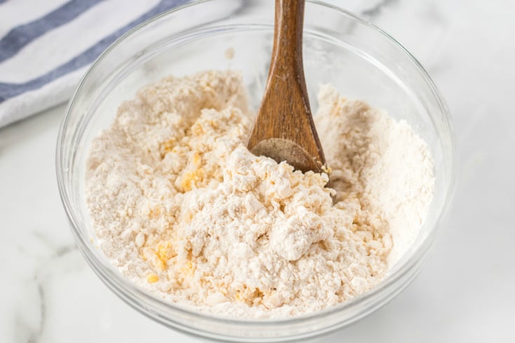 Easy Homemade Biscuits - egg mixed into flour mixture