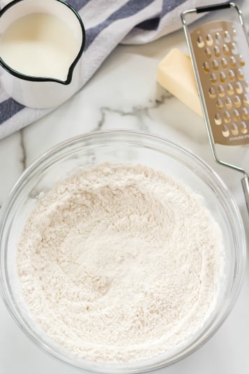 Easy Homemade Biscuits - flour in a mixing bowl