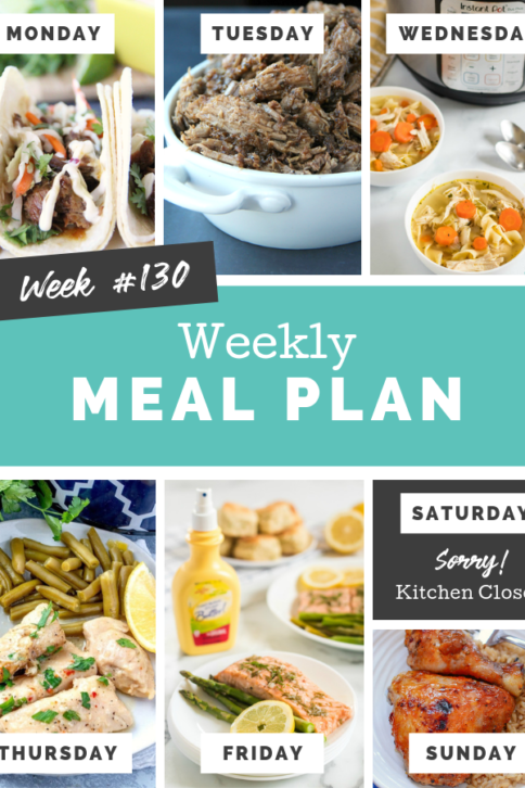 Easy Weekly Meal Plan Week 130