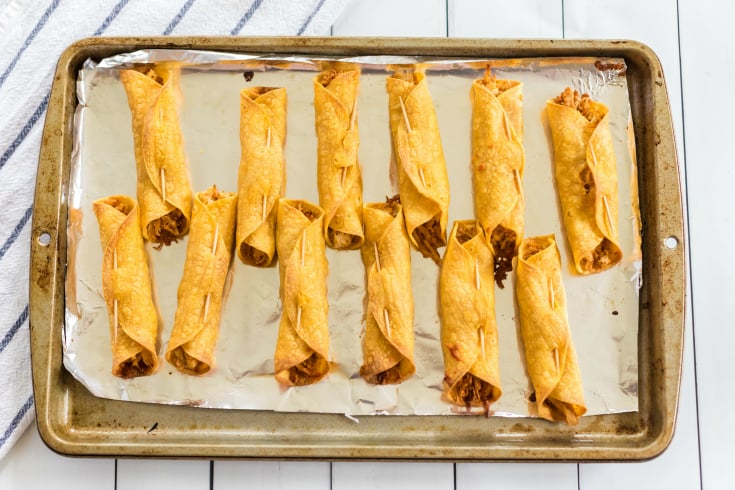 Easy Chicken Taquitos - cooked on baking sheet