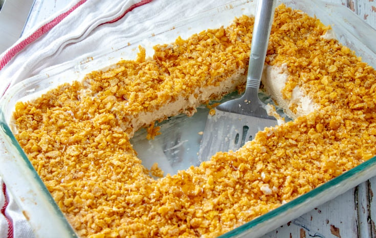 Fried Ice Cream Cake - middle pieces of cake cut out of center