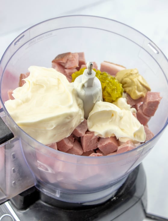 Ham Salad Recipe - ingredients in food processor