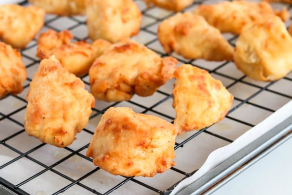 Copycat Chick Fil A Nuggets - Chicken nuggets cooling on rack