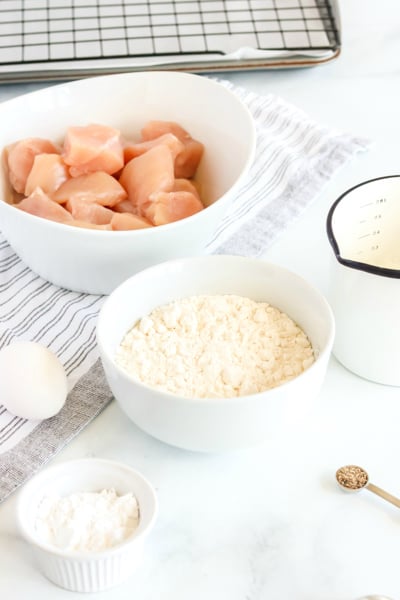 Copycat Chick Fil A Nuggets - Ingredients on a white counter