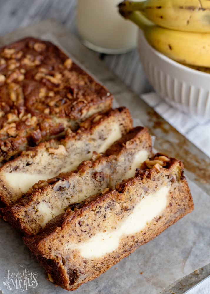 Cream Cheese Stuffed Banana Bread