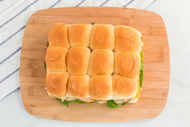 Mini Sliders Lunchbox Idea - Top of Hawaiian sheet roll placed on top of bread