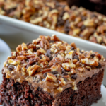 Chocolate Turtle Poke Cake Recipe from Family Fresh Meals