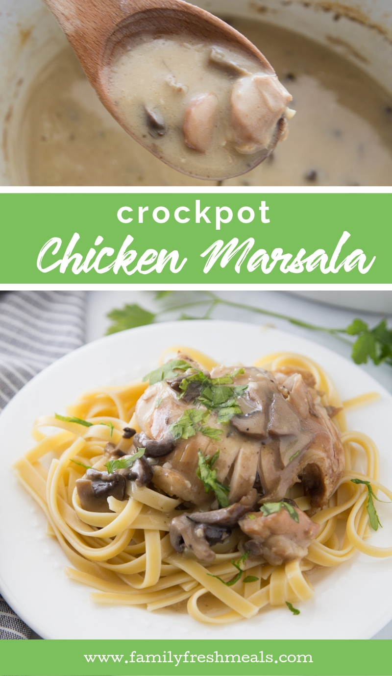 Crockpot Chicken Marsala recipe from Family Fresh Meals #crockpot #chicken #chickenmarsala #slowcooker #marsala via @familyfresh