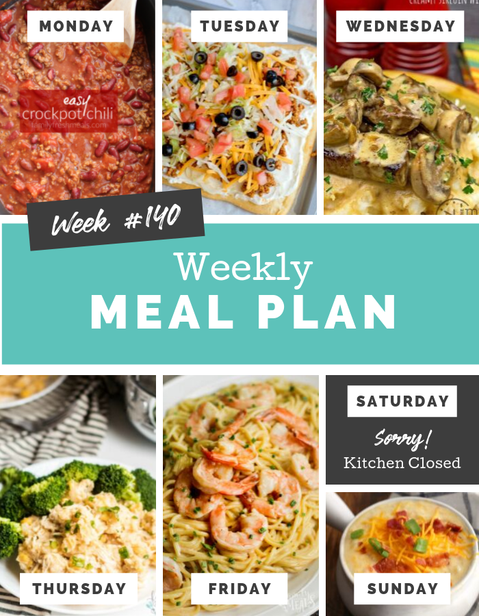 Easy Weekly Meal Plan Week 140