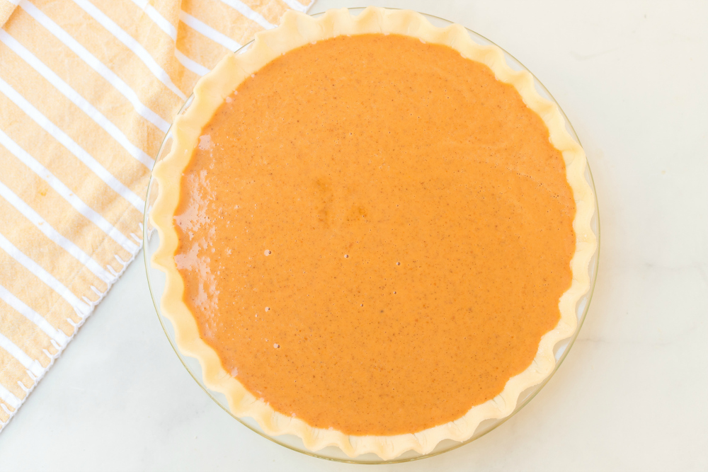 Easy Homemade Pumpkin Pie Recipe - pumpkin pie filling in crust
