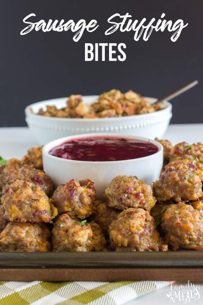 Sausage Stuffing Bites with Cranberry Dipping Sauce Recipe - Family Fresh Meals