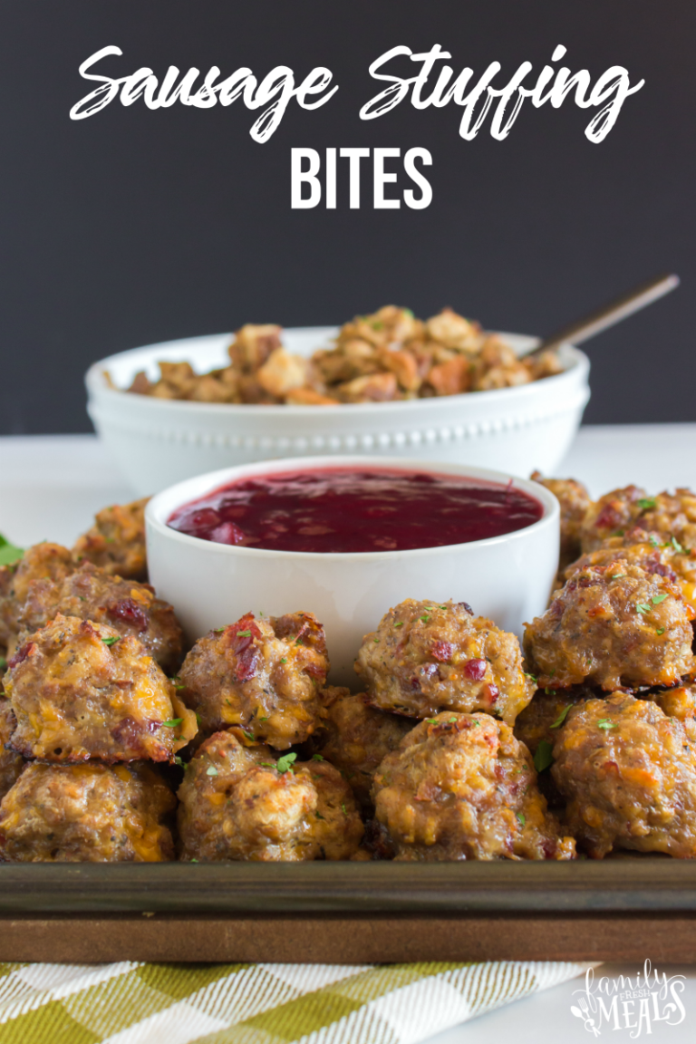 Sausage Stuffing Bites with Cranberry Dipping Sauce