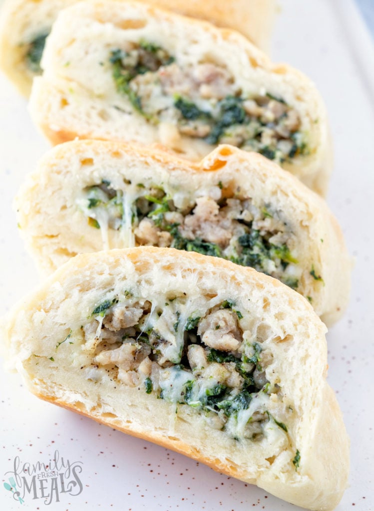 Cheesy Sausage Spinach Bread - Family Fresh Meals
