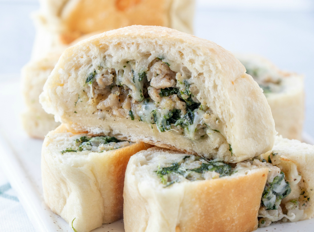 Cheesy Sausage Spinach Bread Recipe - Family Fresh Meals
