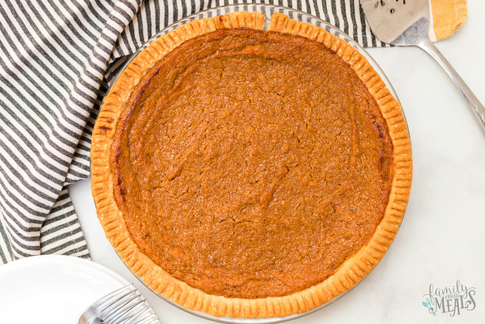 Sweet Potato Pie - baked pie in baking dish