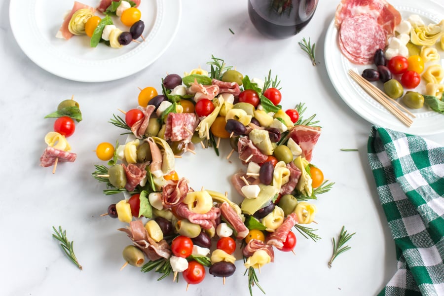 Antipasto Wreath Appetizer - Easy Holiday Holiday Appetizer - Family Fresh Meals