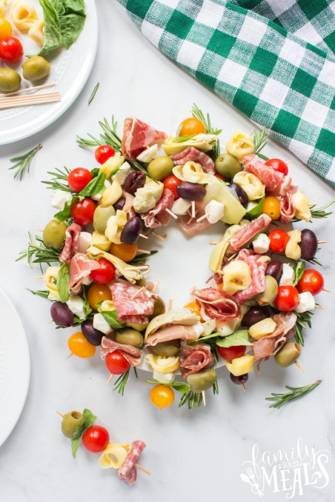 Antipasto Wreath Easy Holiday Appetizer - Family Fresh Meals