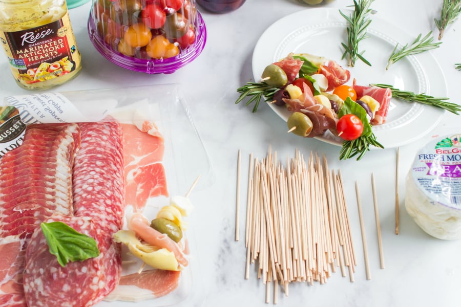 Antipasto Wreath Holiday Appetizer - showing how to make the wreath