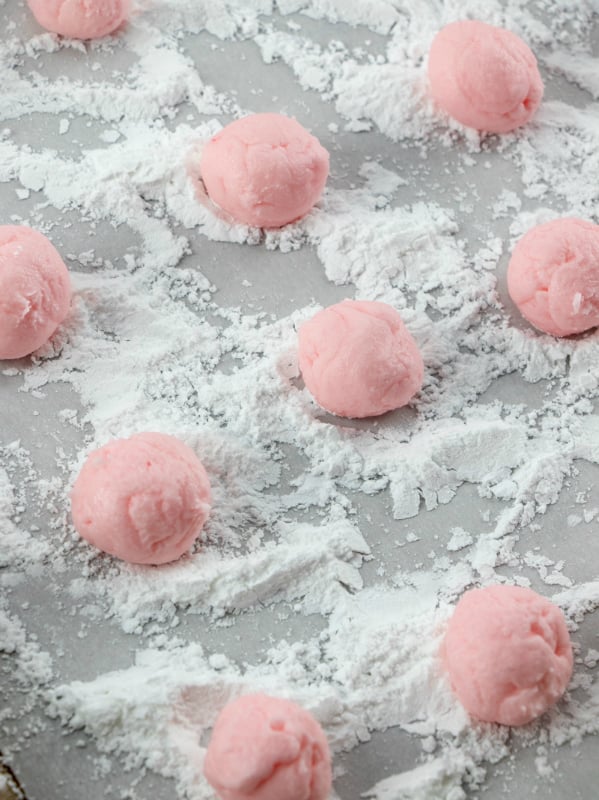 Cream Cheese Mints - balls rolled out