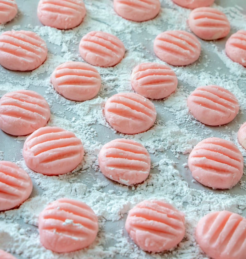 Cream Cheese Mints - mints pressed down with fork