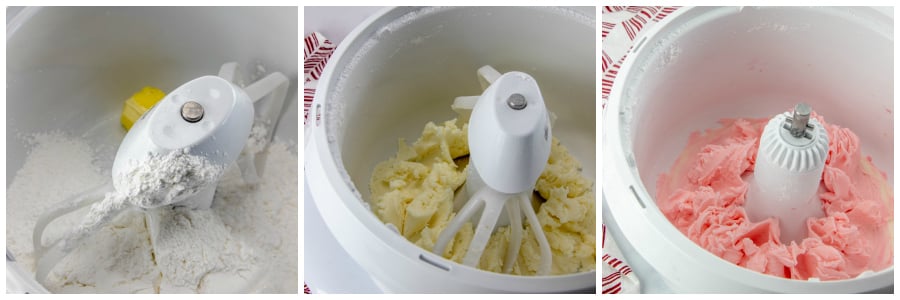 Cream Cheese Mints - mixing together butter flour and cream cheese