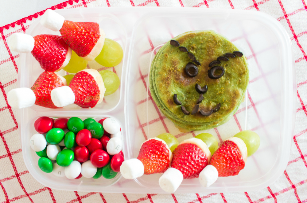 Cute Holiday Lunchbox Ideas - grinch lunch packed in Easylunchboxes