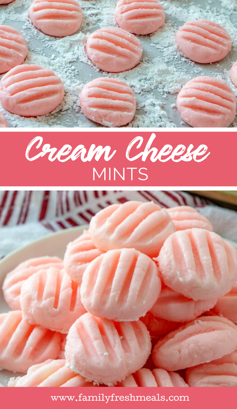 Cream Cheese Mints Recipe ( aka Wedding Mints) - Family Fresh Meals #dessert #holiday #mints #creamcheese #familyfreshmeals #easyrecipe #christmas #christmasmints via @familyfresh
