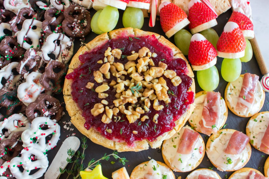 Holiday Appetizer Snack Board - Cranberry Brie Bread Bowl - Family Fresh Meals