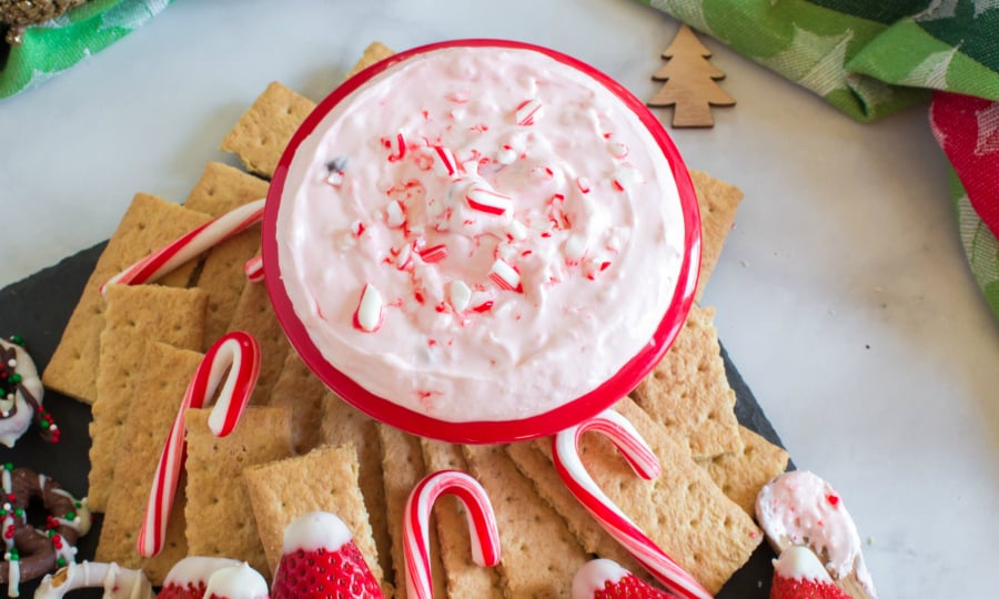 Holiday Appetizer Snack Board - Creamy Peppermint Dip - Family Fresh Meals